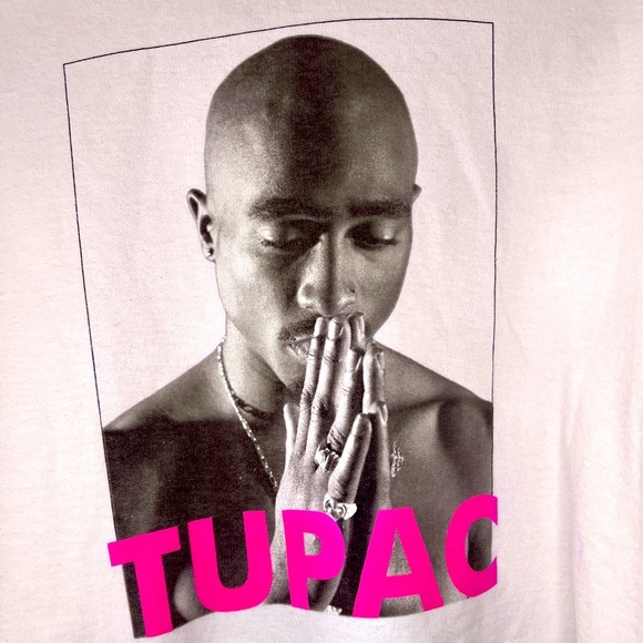 White Tupac Graphic Cropped Sweatshirt - Picture 2 of 4